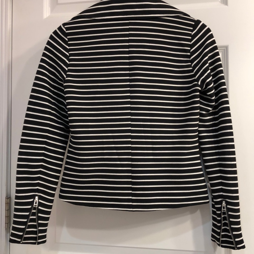 Bagatelle Black & White Striped Moto-Jacket - Picture 6 of 6